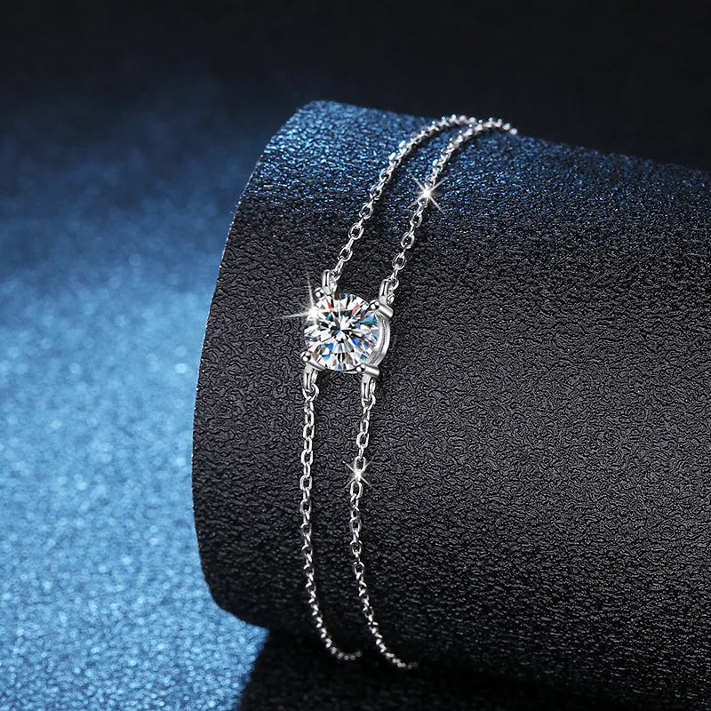 Double-chain Moissanite Bracelet - Nawaz Jewellers