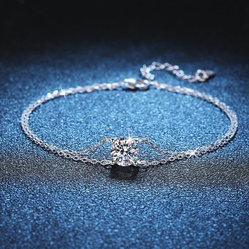 Double-chain Moissanite Bracelet - Nawaz Jewellers