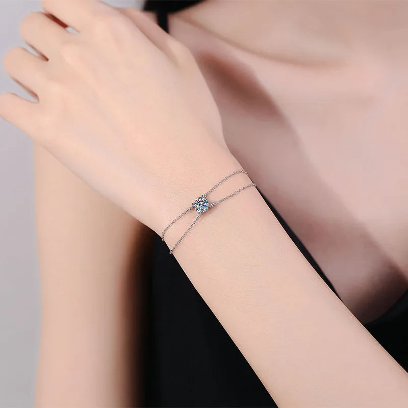 Double-chain Moissanite Bracelet - Nawaz Jewellers