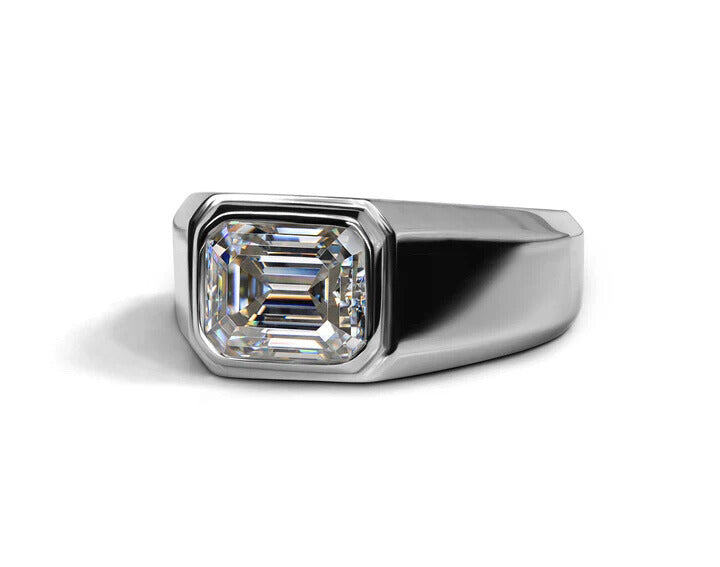 Emerald-Cut Solitaire Men's Band - Nawaz Jewellers