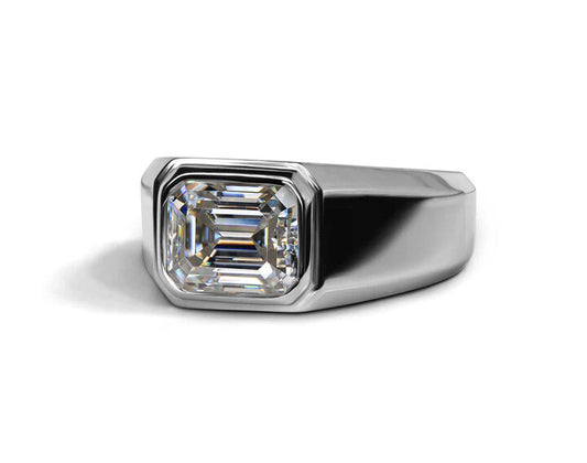 Emerald-Cut Solitaire Men's Band