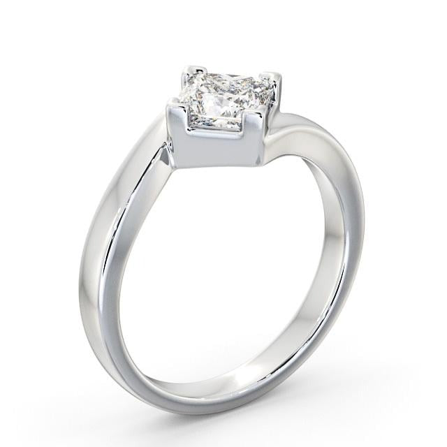 NJW-432 Princess Diamond Rotated Head Engagement Ring 18K White Gold Solitaire