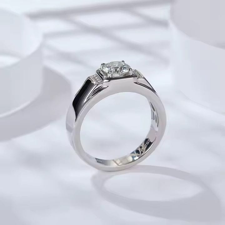 Moissanite Ring Men  Sterling Silver Moissanite Mens Diamond Wedding Ring - Nawaz Jewellers