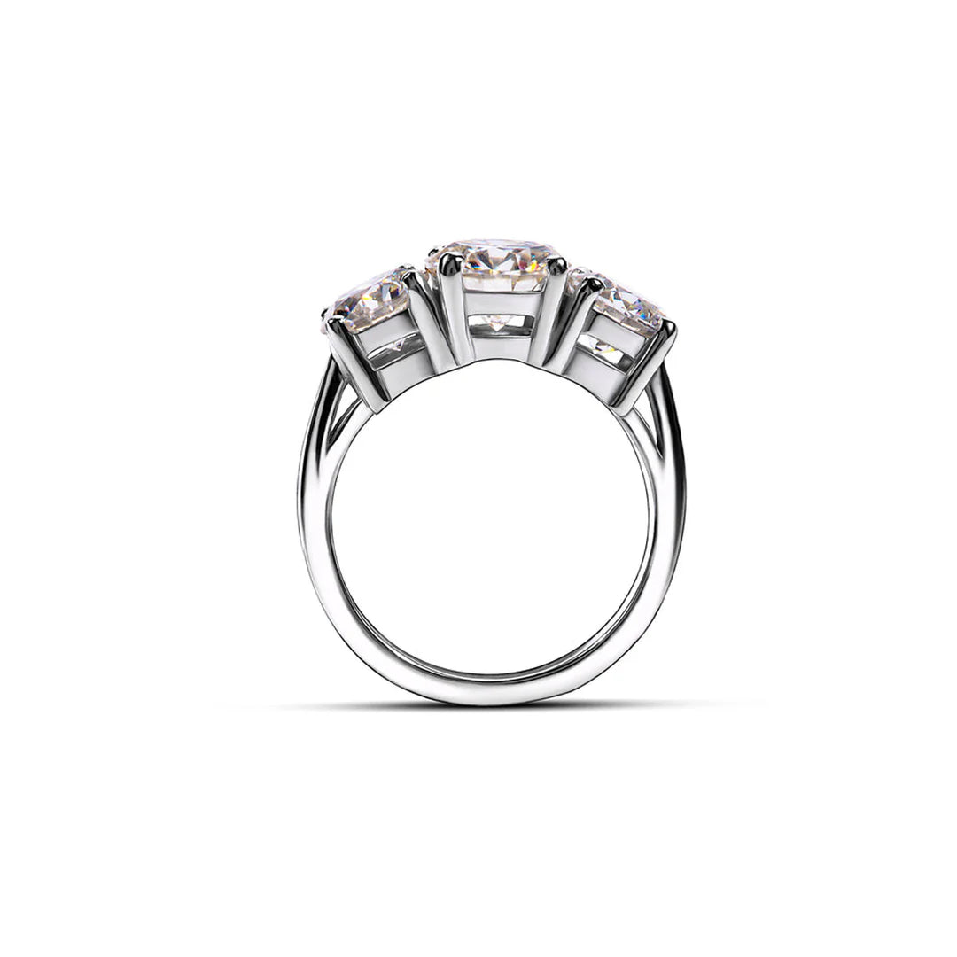 A Trio-Moissanite Ring