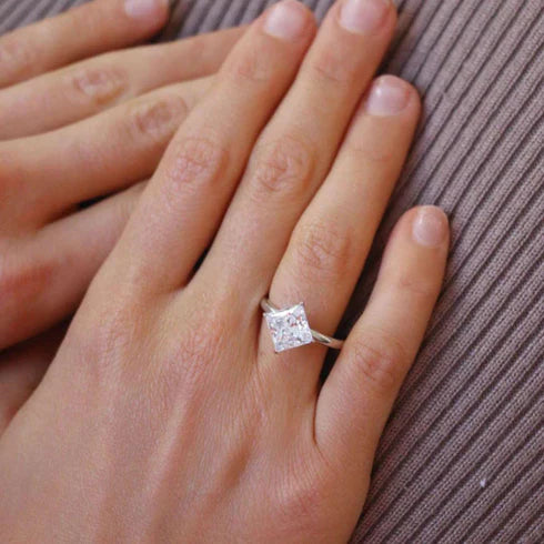 Princess Curve Moissanite Ring