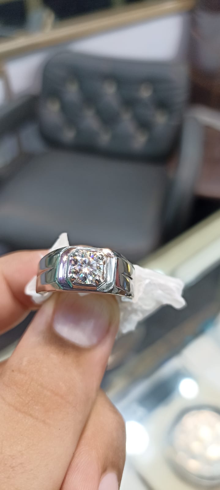 Solitaire Band Moissanite Ring