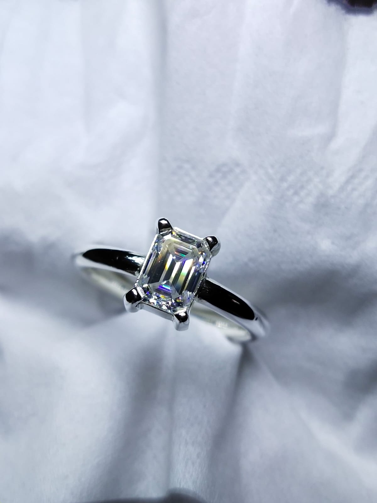 Emerald Cut Moissanite Ring