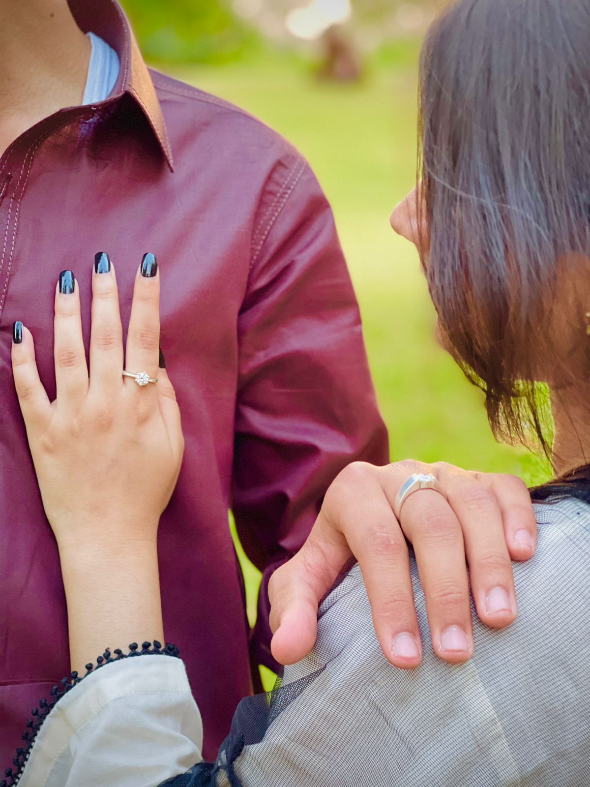 A Sign of Love Couple Moissanite Rings