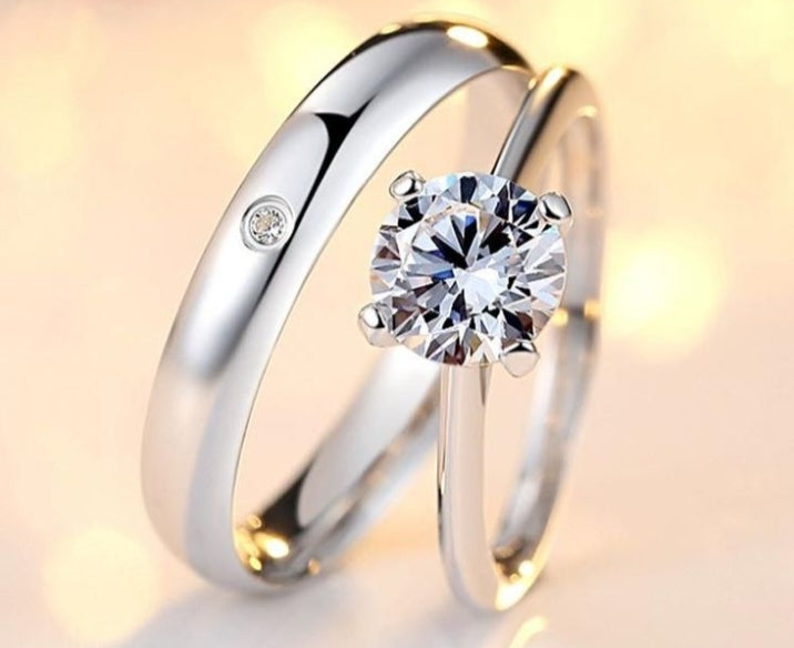 Eternal Embrace Moissanite Couple Rings - Nawaz Jewellers