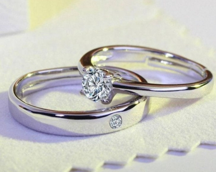 Solitaire Moissanite Couple Rings - Nawaz Jewellers