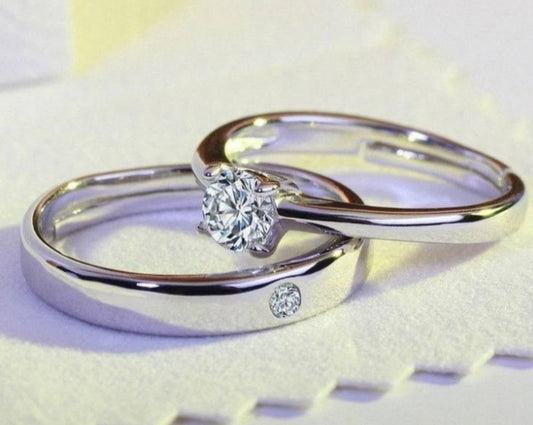 Solitaire Moissanite Couple Rings