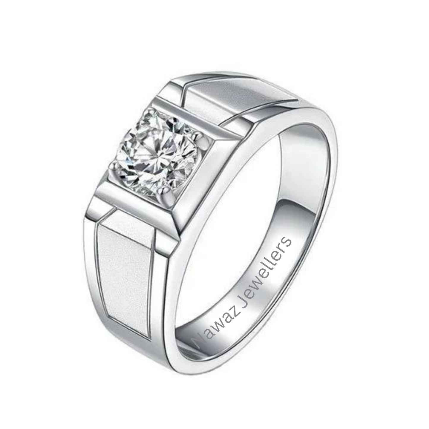 Round Cut Solitaire Moissanite Men's Ring