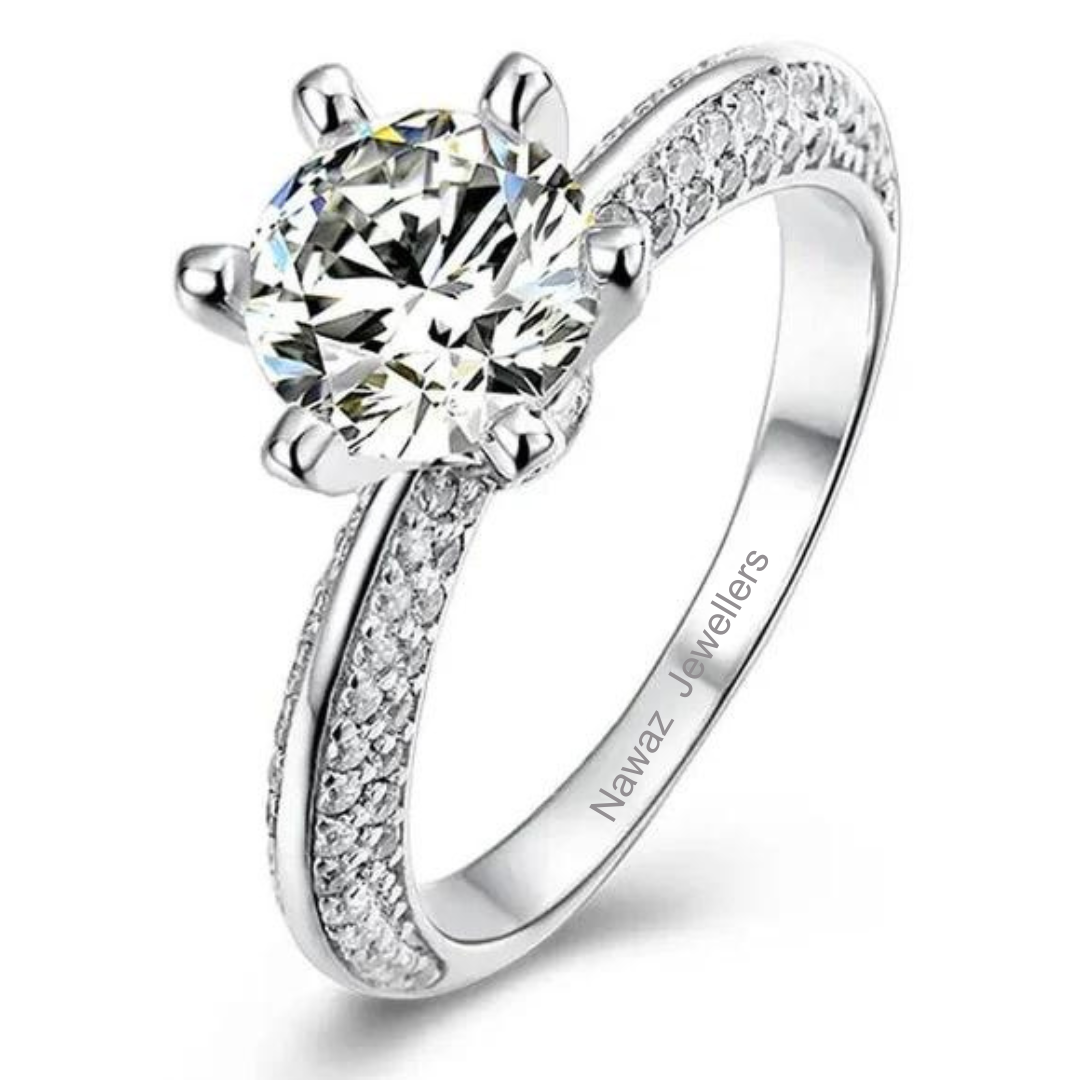The Halo Engagement Moissanite Ring - Nawaz Jewellers