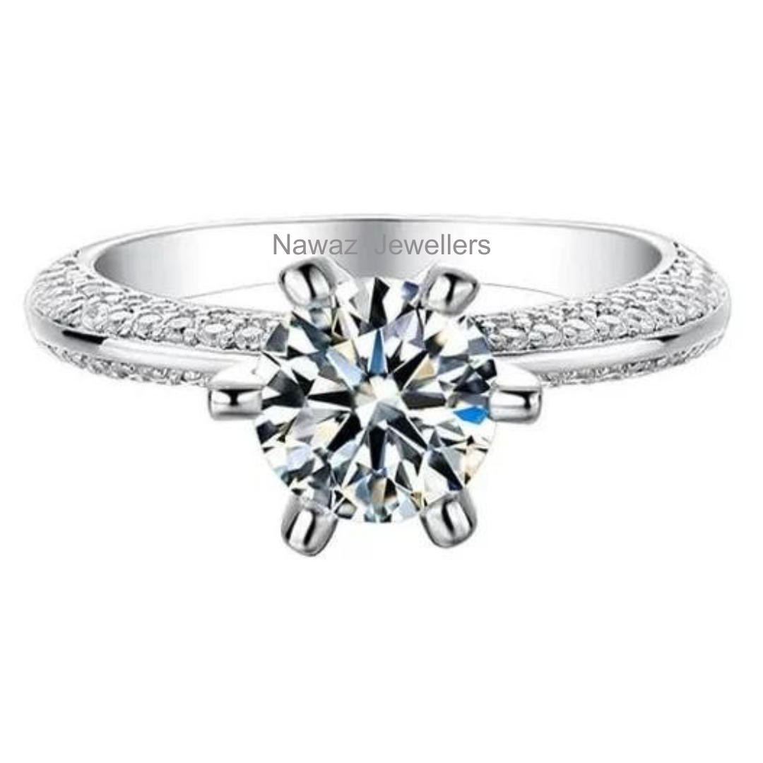 The Halo Engagement Moissanite Ring - Nawaz Jewellers