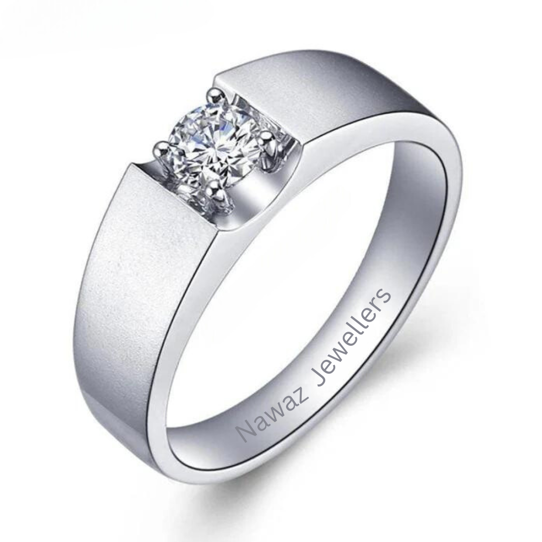A Round Cut Moissanite Men's Ring - Nawaz Jewellers