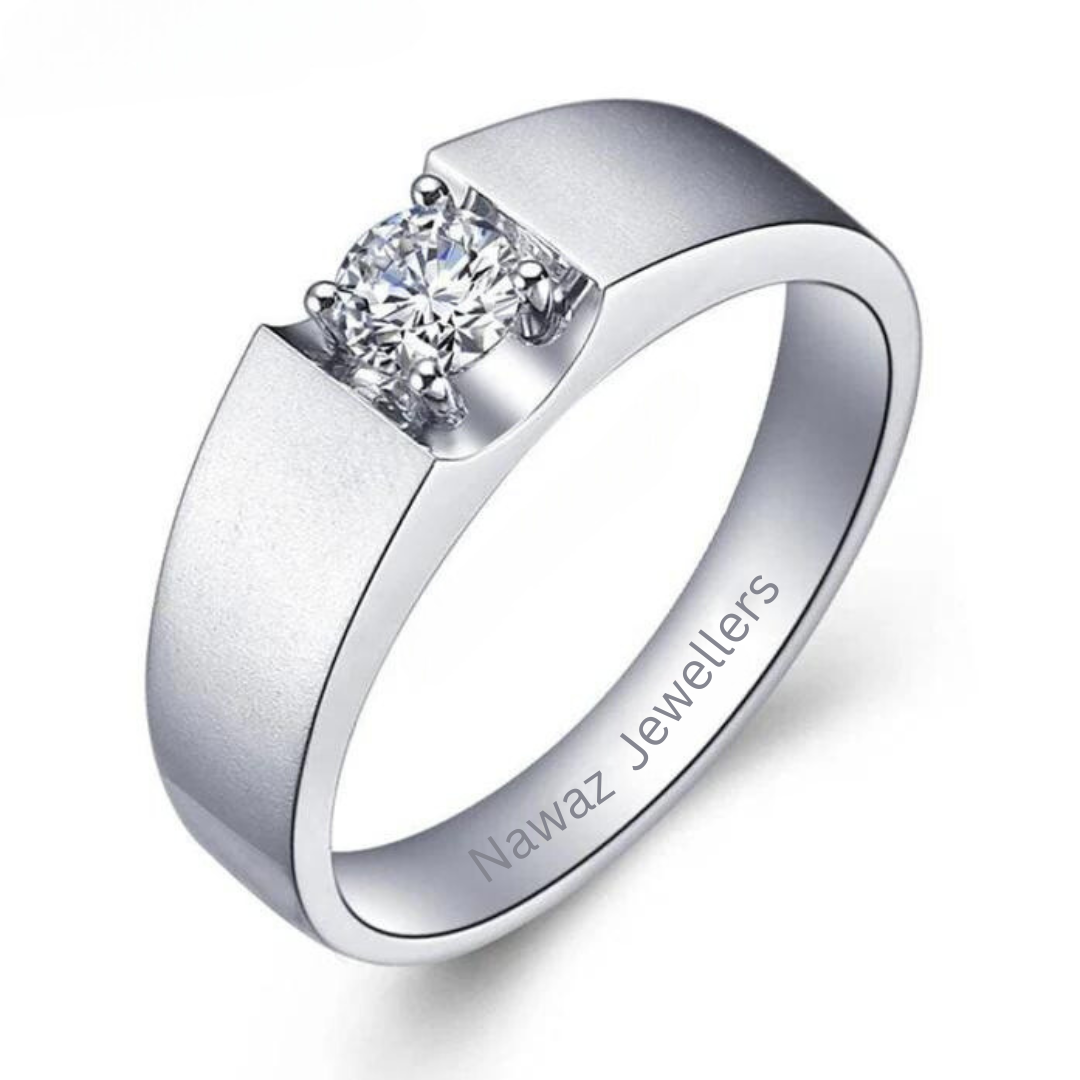 A Round Cut Moissanite Men's Ring