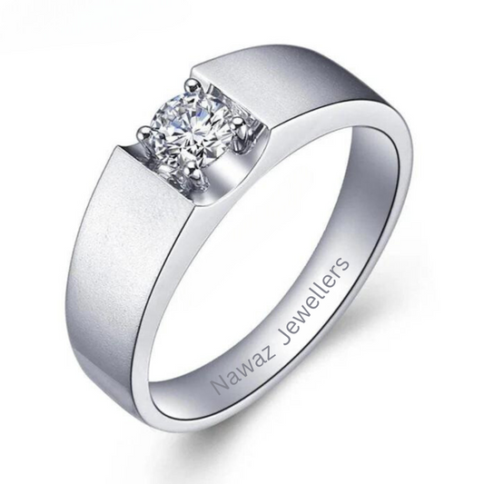 A Round Cut Moissanite Men's Ring