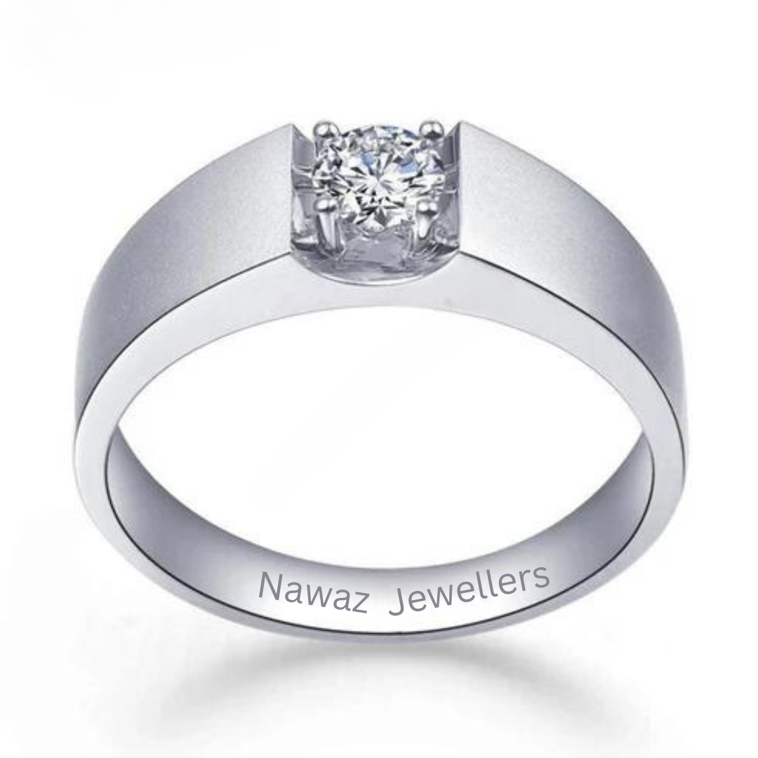 A Round Cut Moissanite Men's Ring - Nawaz Jewellers