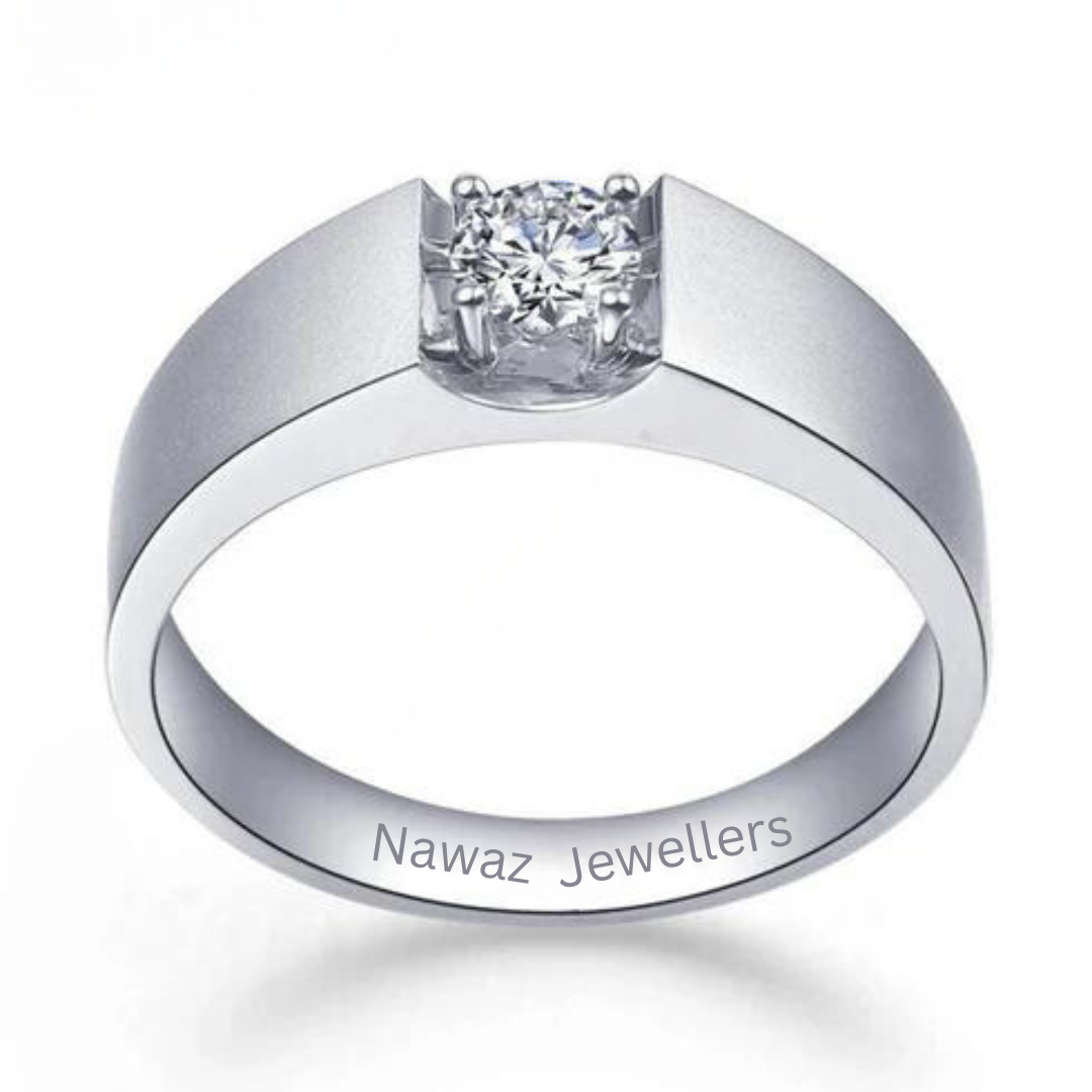 A Round Cut Moissanite Men's Ring