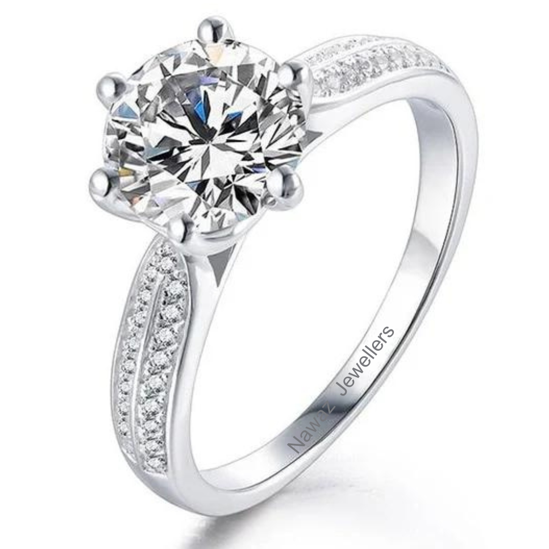 The Halo Solitaire Engagement Moissanite Ring - Nawaz Jewellers
