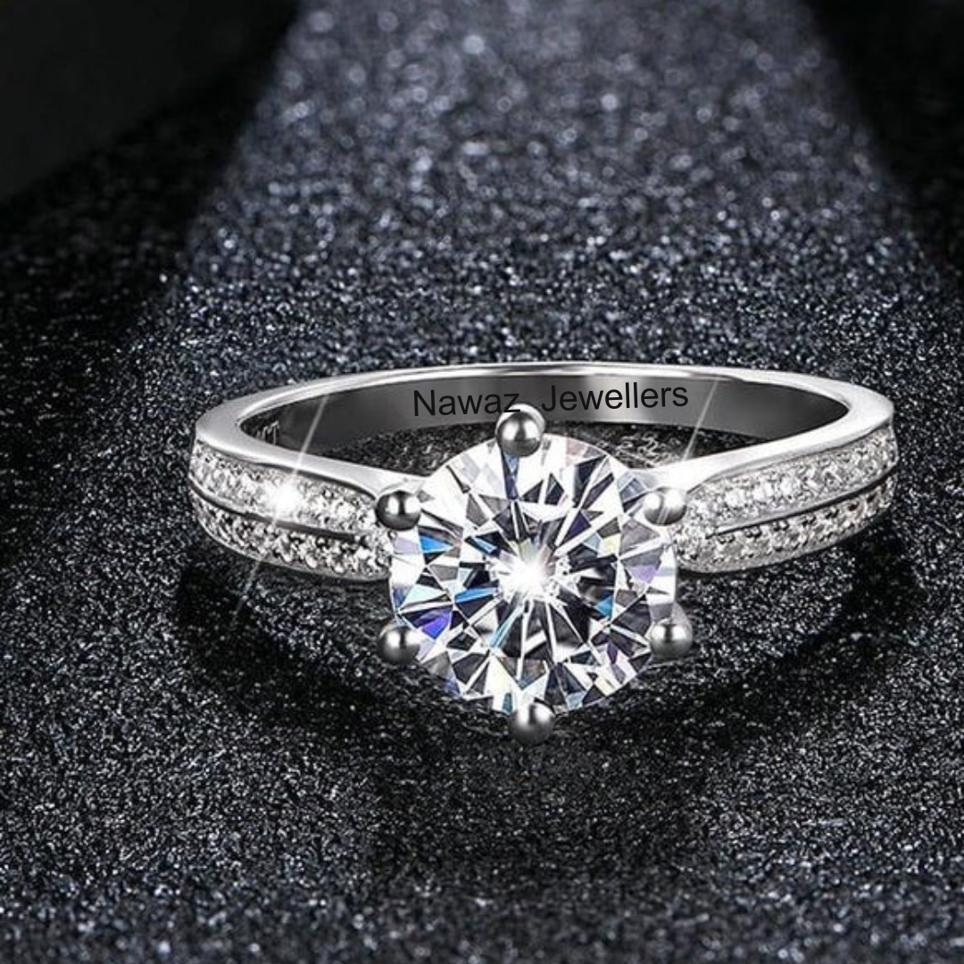 The Halo Solitaire Engagement Moissanite Ring - Nawaz Jewellers