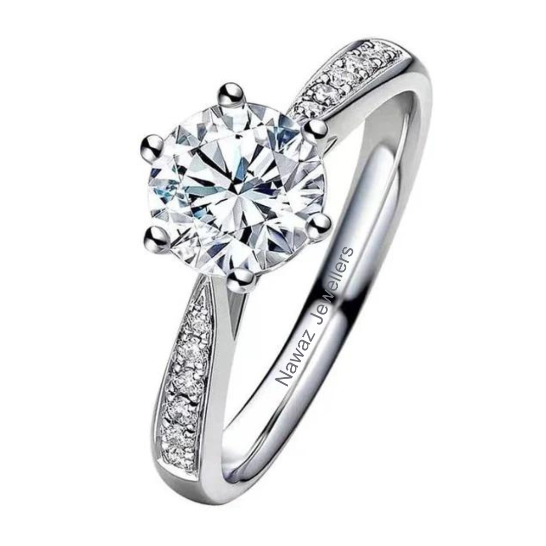Side-stone Moissanite Ring - Nawaz Jewellers