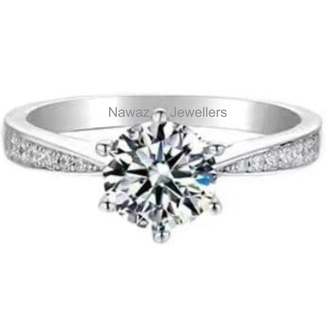 Side-stone Moissanite Ring - Nawaz Jewellers