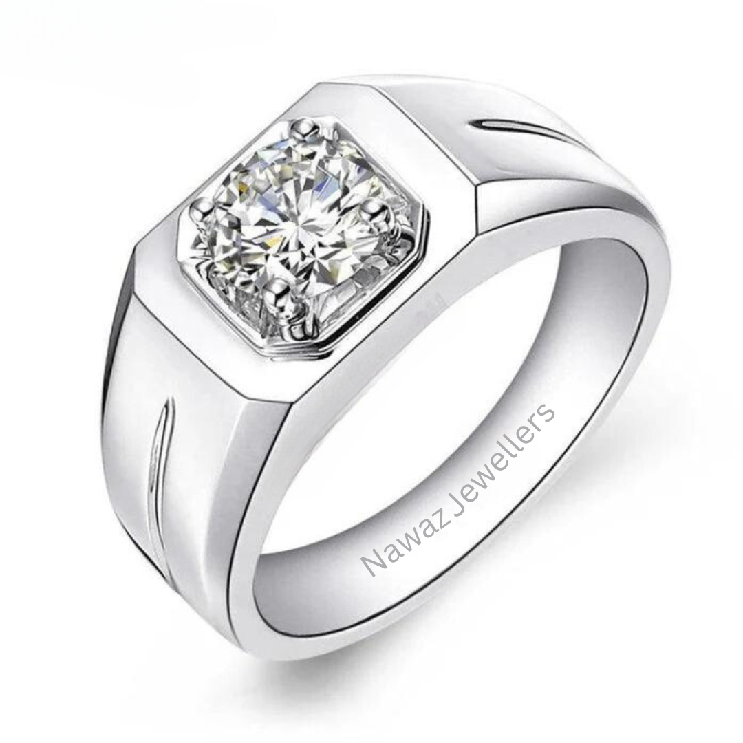 Solitaire Band Moissanite Ring - Nawaz Jewellers