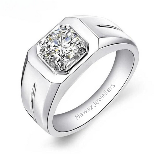 Solitaire Band Moissanite Ring