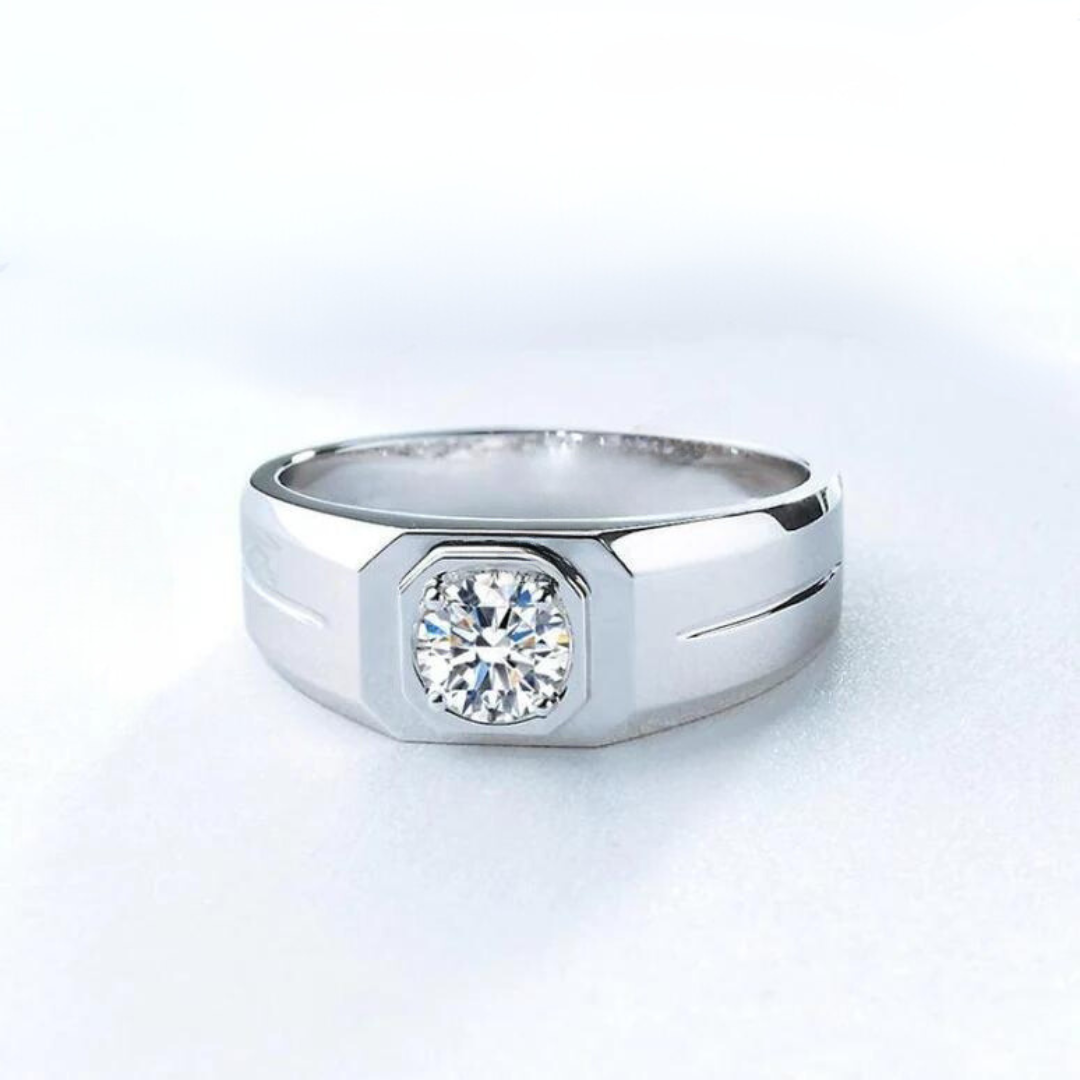 Solitaire Band Moissanite Ring