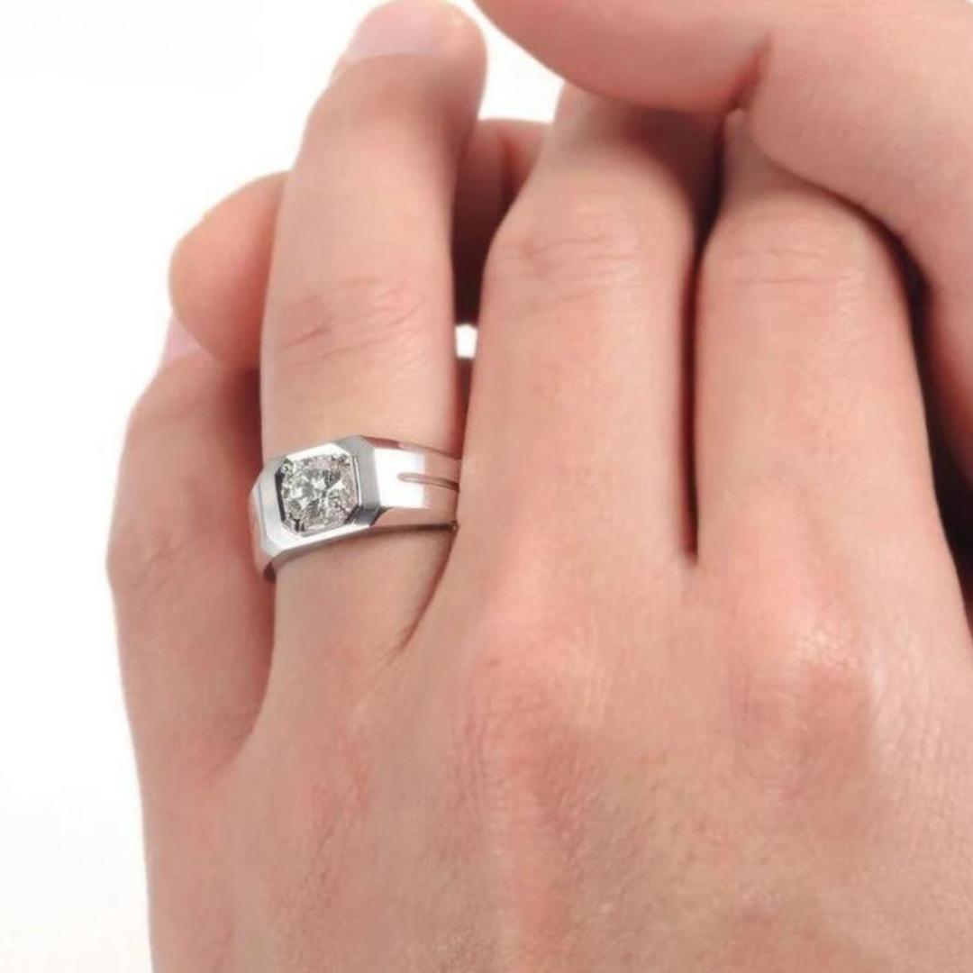 Solitaire Band Moissanite Ring - Nawaz Jewellers
