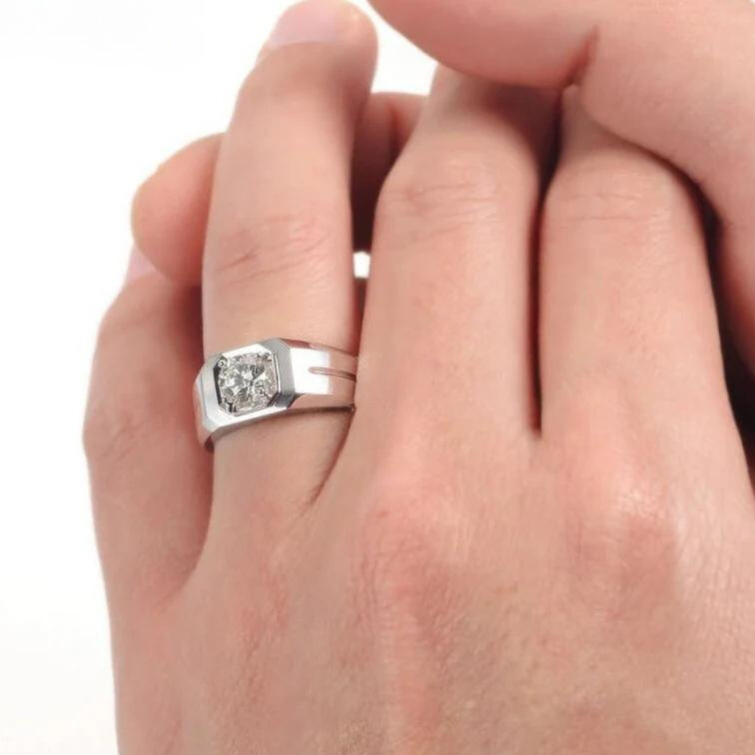 Solitaire Band Moissanite Ring