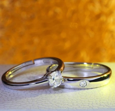 Solitaire Moissanite Couple Rings - Nawaz Jewellers
