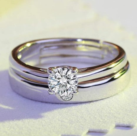 Solitaire Moissanite Couple Rings - Nawaz Jewellers
