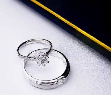 Engagement Moissanite Couple Rings - Nawaz Jewellers