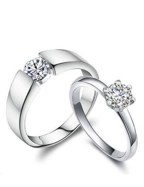 A Sign of Love Couple Moissanite Rings