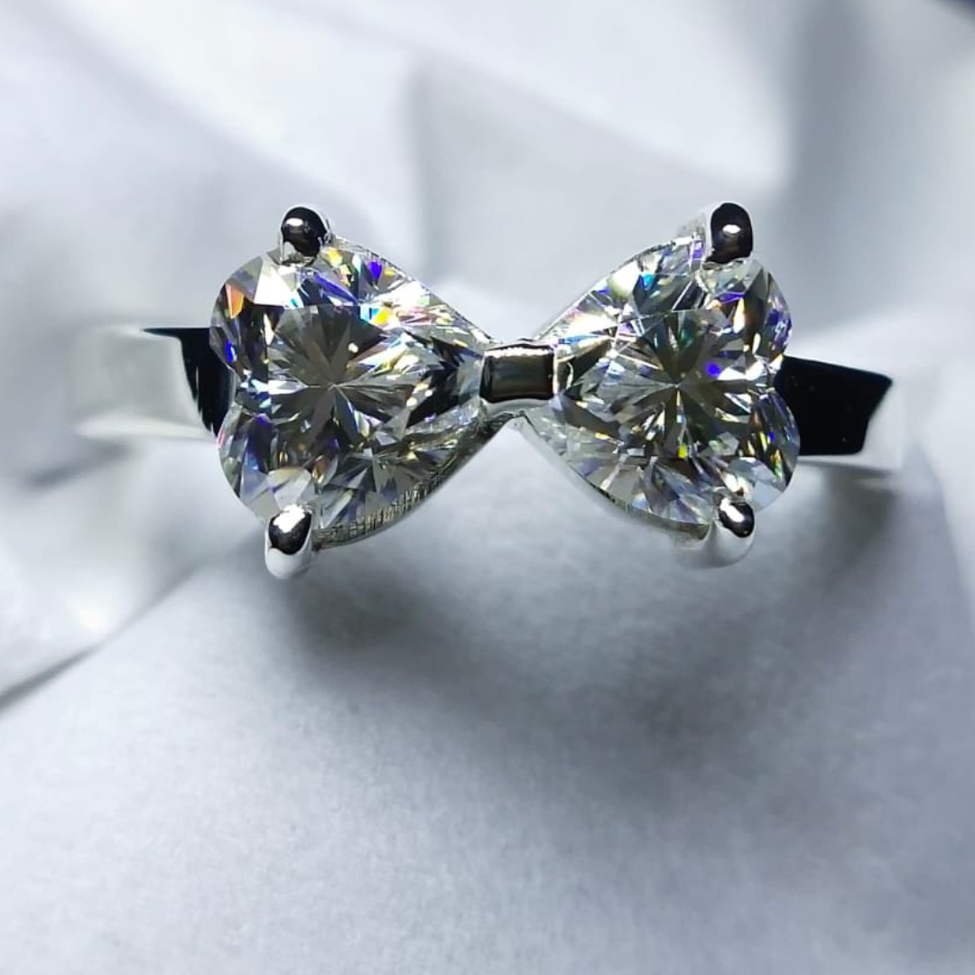 Bow-style Engagement Moissanite Ring - Nawaz Jewellers