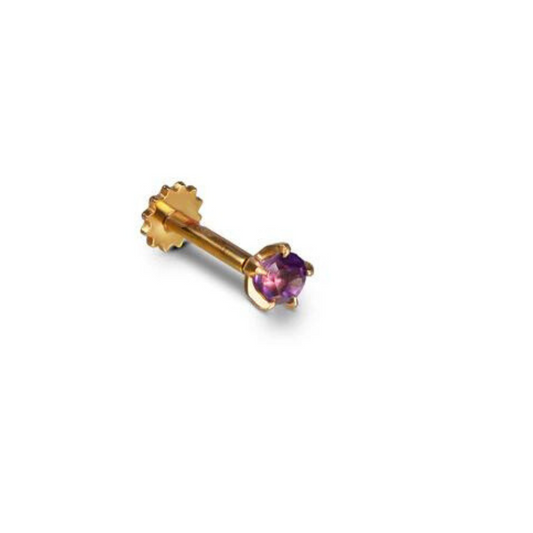 Aureate Amethyst Gold Nosepin