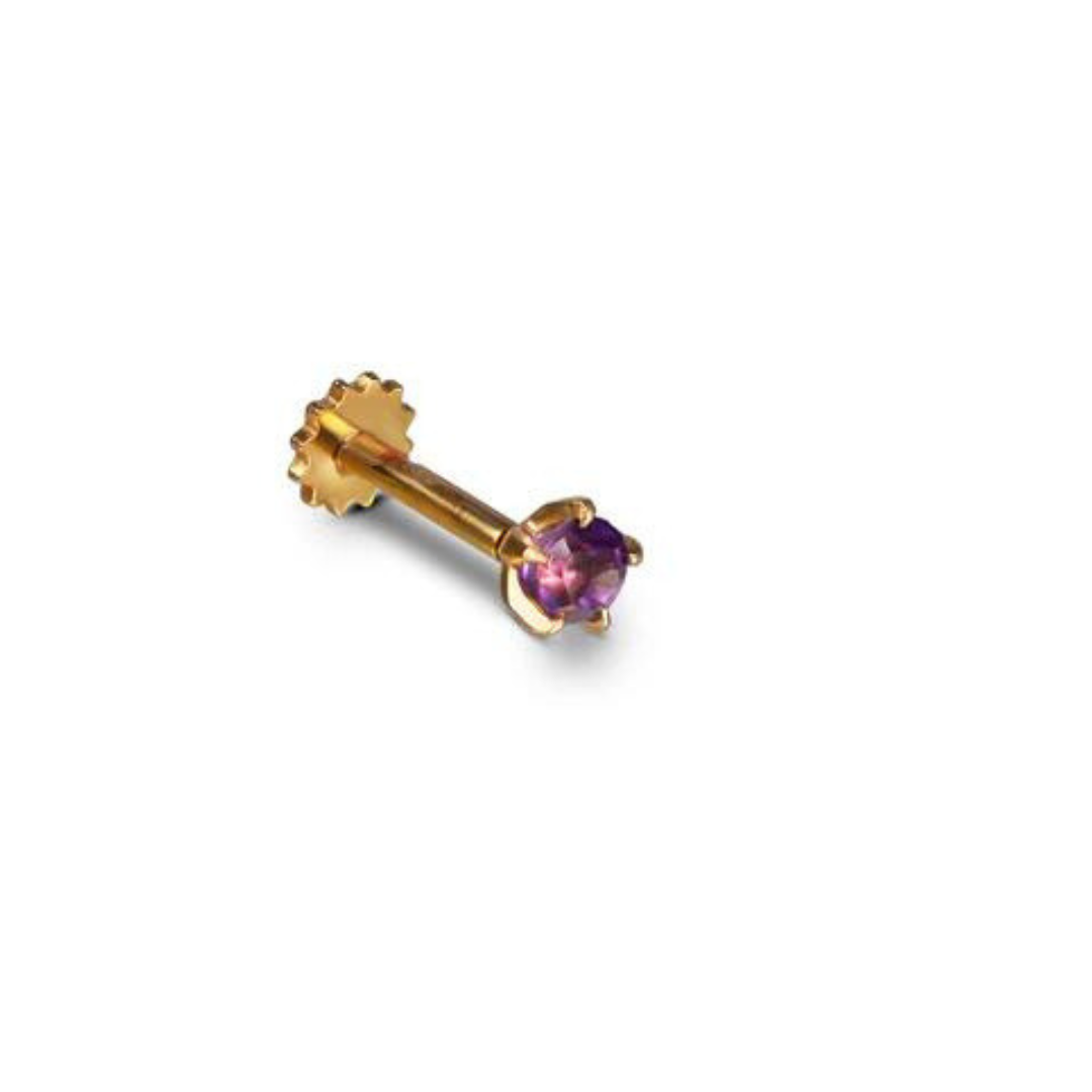 Aureate Amethyst Gold Nosepin - Nawaz Jewellers