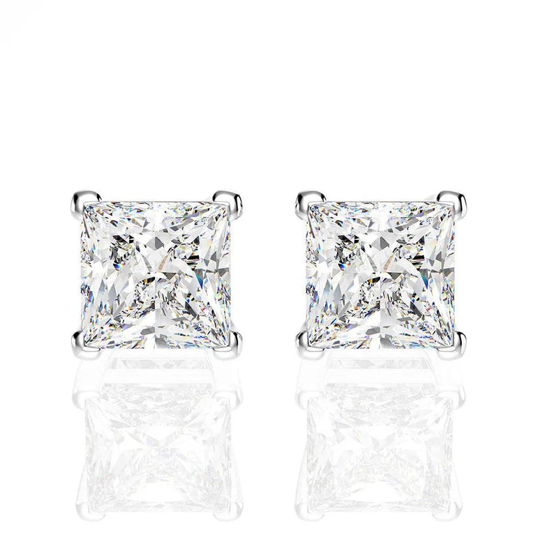 Princess Cut Moissanite Diamond Studs