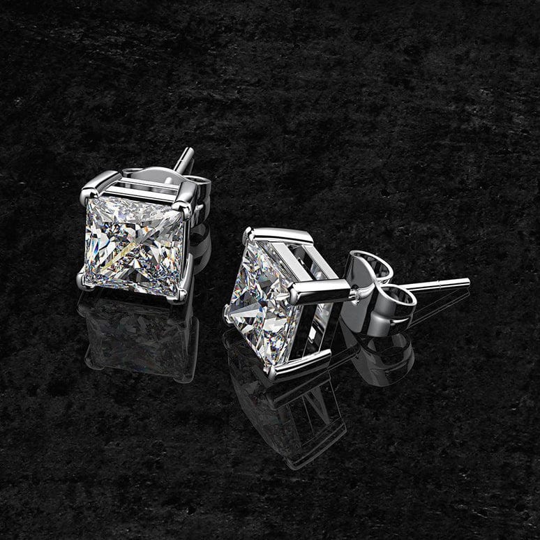 Princess Cut Moissanite Diamond Studs - Nawaz Jewellers