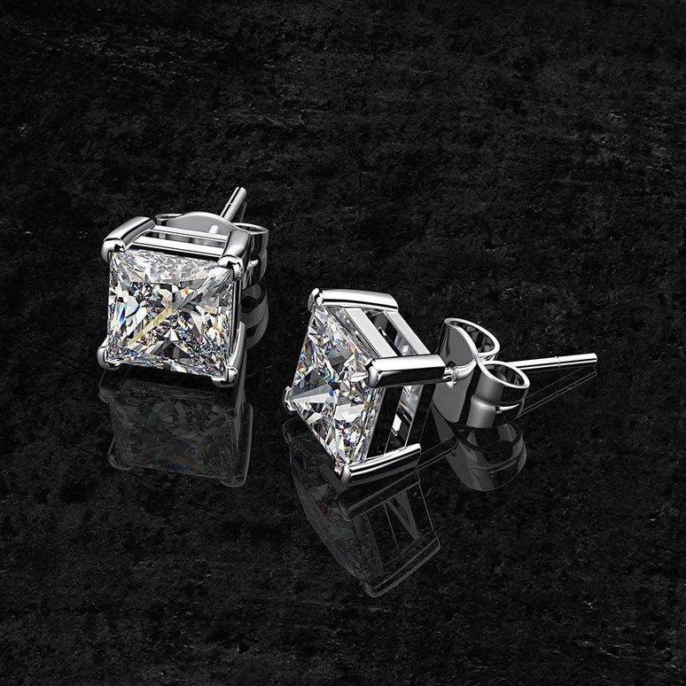 Princess Cut Moissanite Diamond Studs