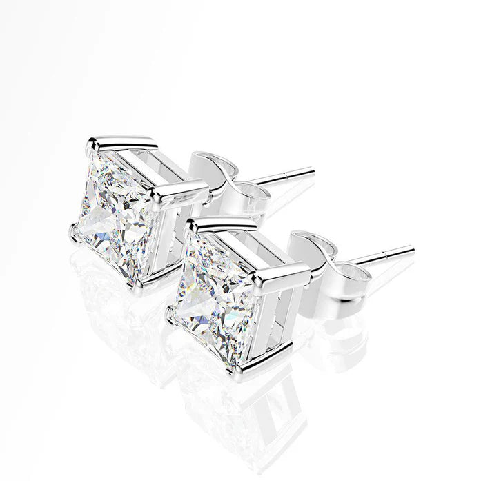 Princess Cut Moissanite Diamond Studs