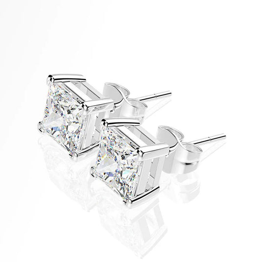 Princess Cut Moissanite Diamond Studs