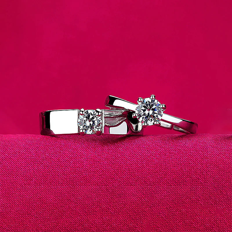 Engrave Sign of Love Couple Moissanite Rings - Nawaz Jewellers