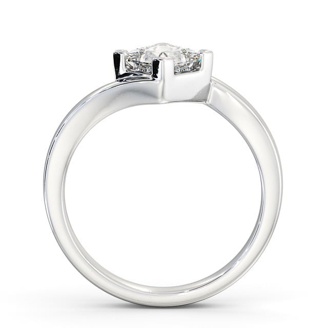 NJW-432 Princess Diamond Rotated Head Engagement Ring 18K White Gold Solitaire