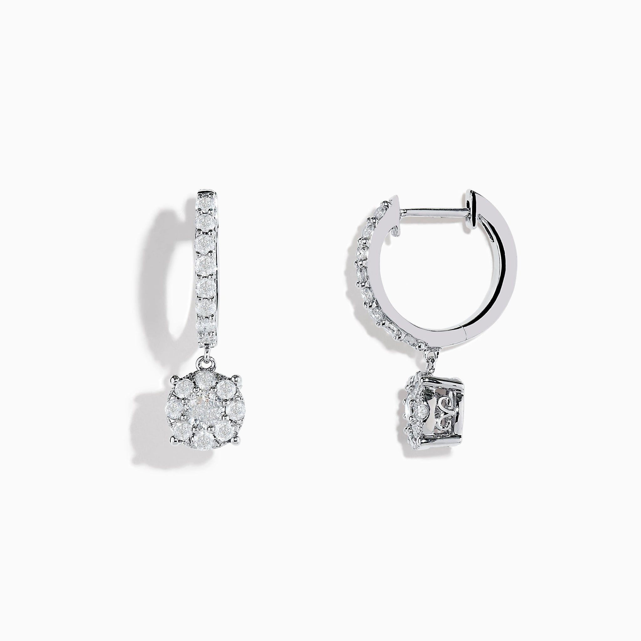 18ct White Gold 0.75ct Diamond Cluster Drop Earrings