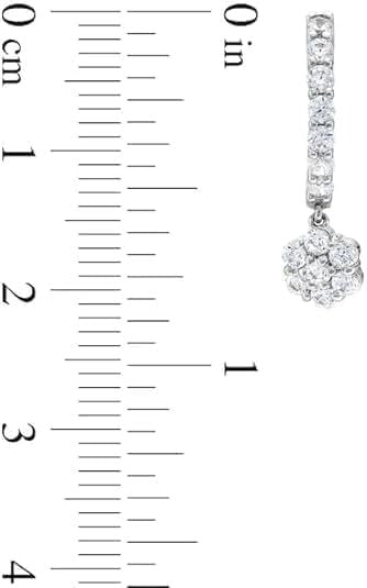 18ct White Gold 0.75ct Diamond Cluster Drop Earrings