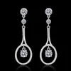Sparkling Diamond Drop Earrings for Women - S925 Silver, White Gold Plated