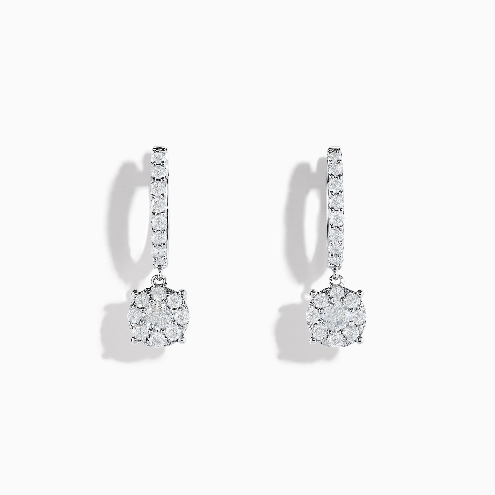 18ct White Gold 0.75ct Diamond Cluster Drop Earrings